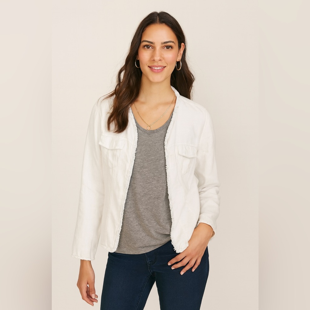 Chico’s 100% Linen Open Blazer – Size 1 (Fits Like Medium)‎